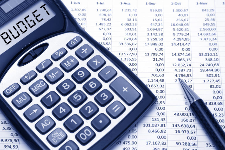 Budget Concept Budget text on calculator