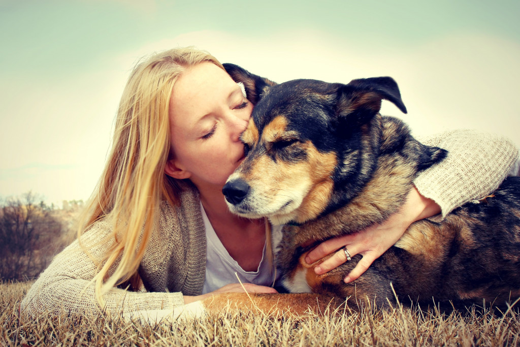 Pet and owner outdoors