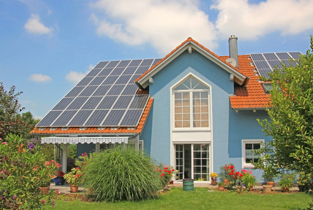 a house with solar panels on the roof 